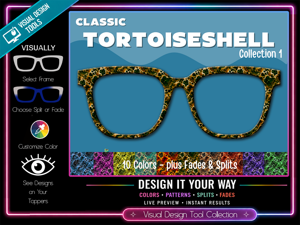 Tortoiseshell Collection #1 | Pair Eyewear Compatible | w/Visual Design Tools