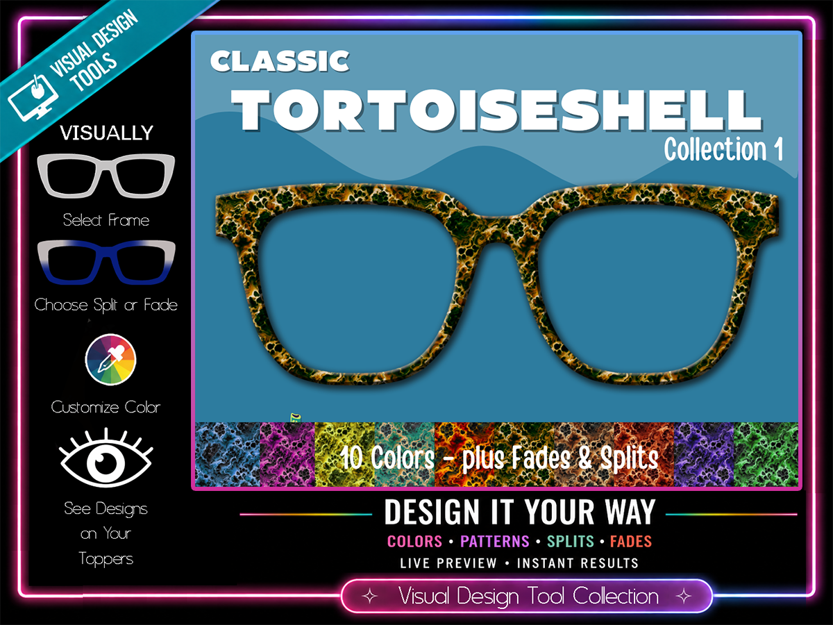 Tortoiseshell Collection #1 | Pair Eyewear Compatible | w/Visual Design Tools