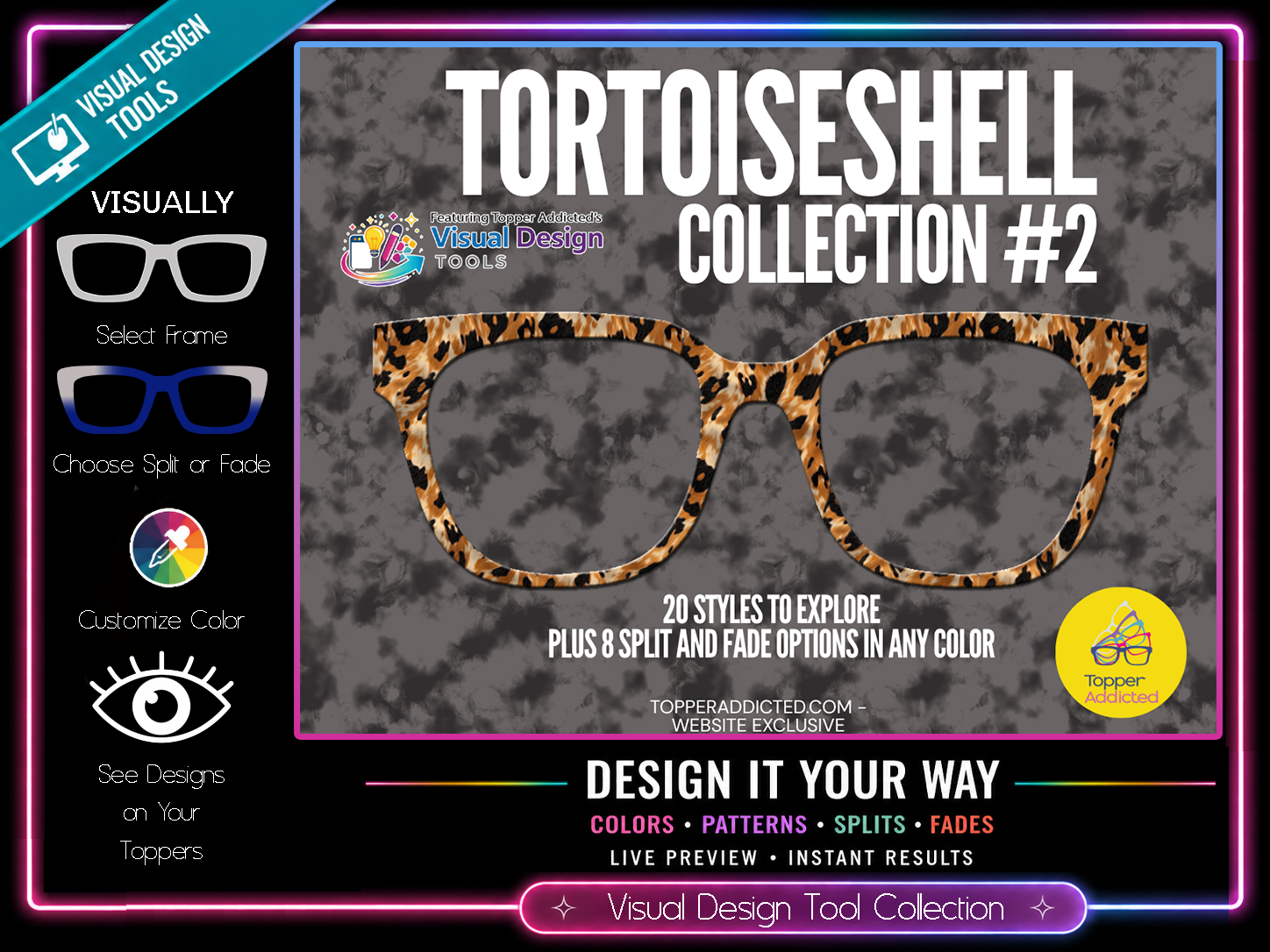 Tortoiseshell Collection #2 | Pair Eyewear Compatible | w/Visual Design Tools