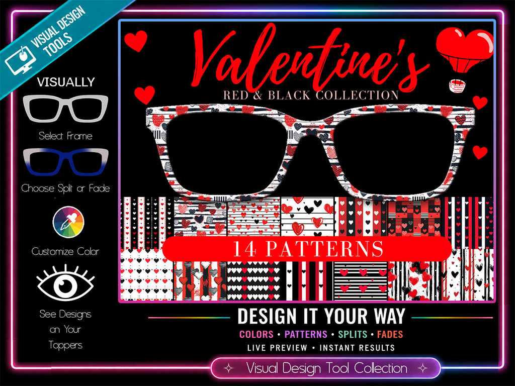 Valentines Day Red and Black Collection with Visual Design Tools