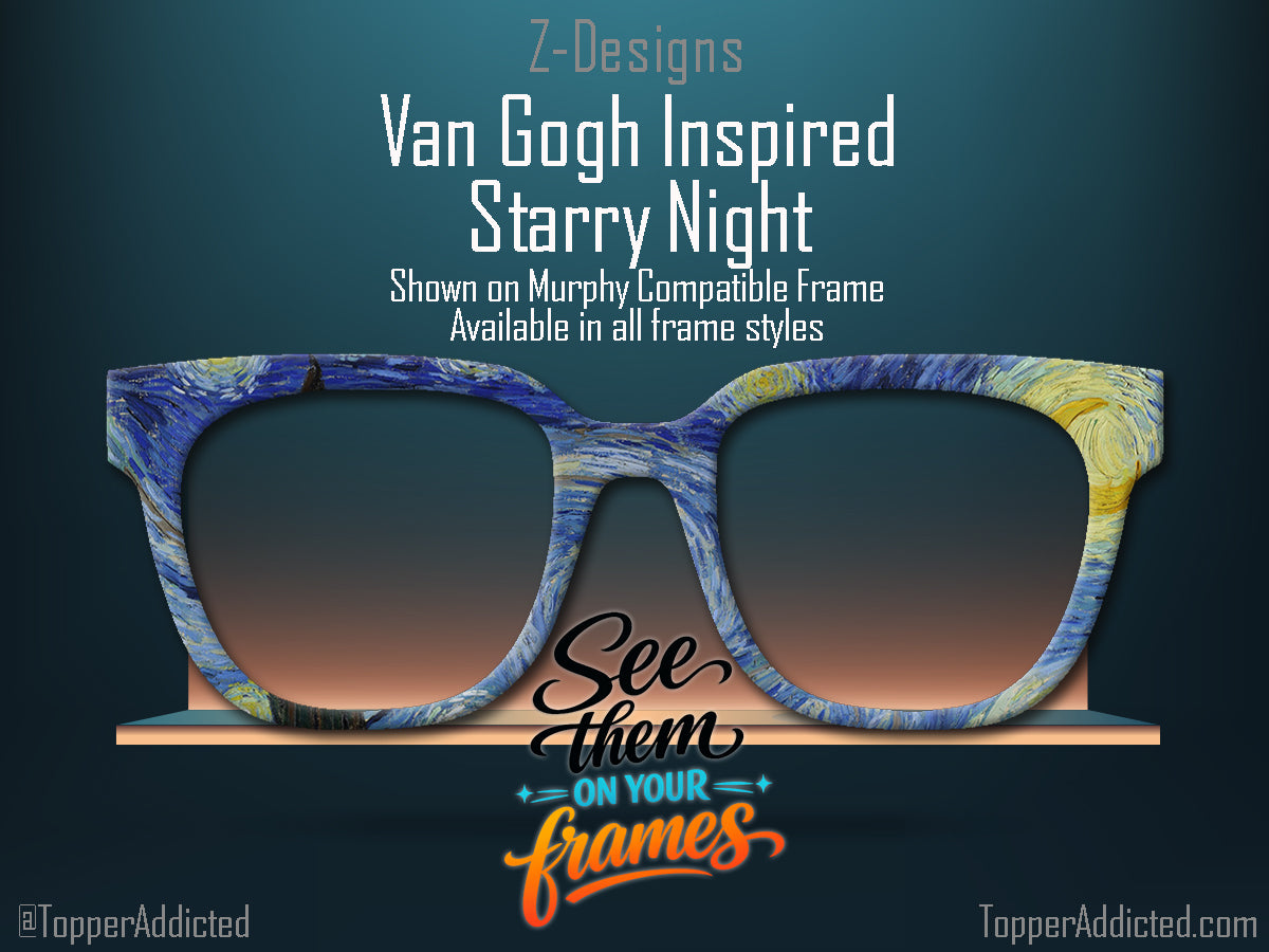 Van Gogh Starry Night Inspired - Metal Toppers - Compatible with Pair Eyewear