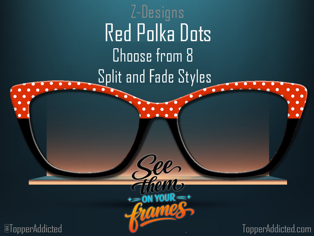 Red Polka Dot | Magnetic Glasses Topper | All Metal Topper for Pair Eyewear | 8 Fade and Split Options to any color