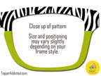 Zebra Print with Chartreuse Split | Pair Eyewear Compatible Metal Toppers