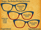 Blue Bandana Print with Dark Red Accents Pair Eyewear Compatible Magnetic Topper - Country Look on metal topper with Paisley accents
