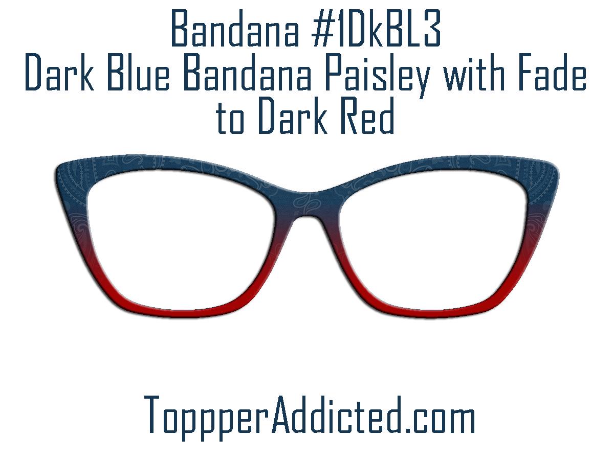 Blue Bandana Print with Dark Red Accents Pair Eyewear Compatible Magnetic Topper - Country Look on metal topper with Paisley accents