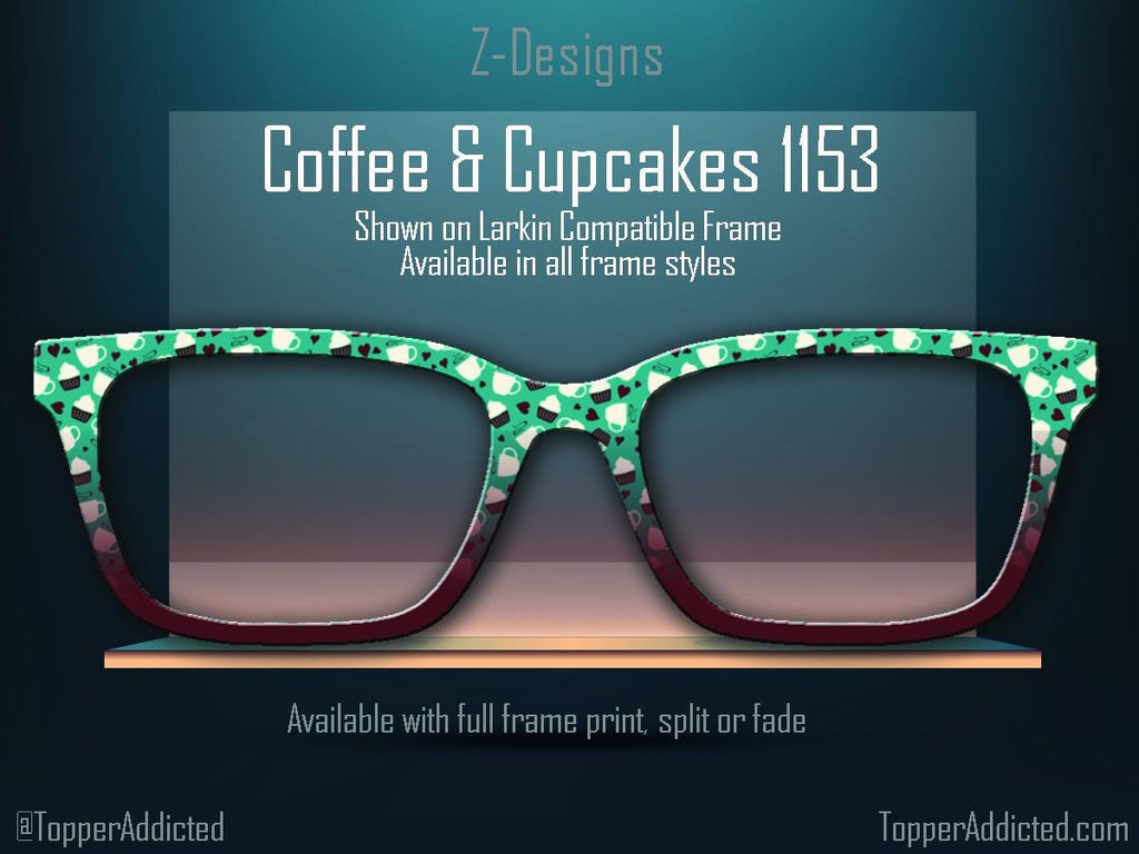 Cupcakes and Coffee Prints for Pair Eyewear Compatible Magnetic Toppers - All Styles - Metal Toppers - Fast Shipping.