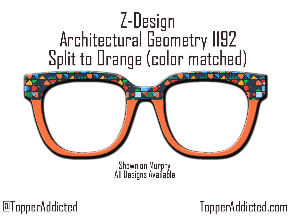 Pair Compatible Magnetic Topper Architectural Geometry Designs and a split frame to orange on Murphy Frames - all frames are available.