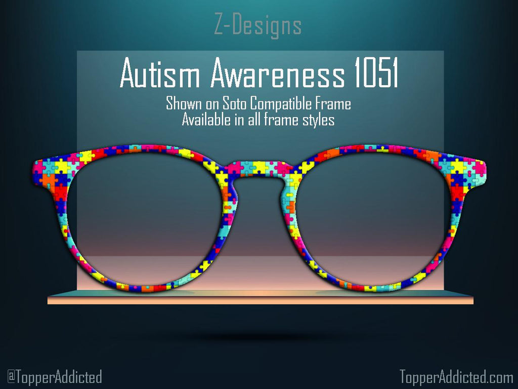 Autism Awareness Puzzle Pieces for Pair Eyewear Compatible Magnetic Toppers - All Metal - All Frame Styles Available