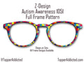 Autism Awareness Puzzle Pieces for Pair Eyewear Compatible Magnetic Toppers - All Metal - All Frame Styles Available