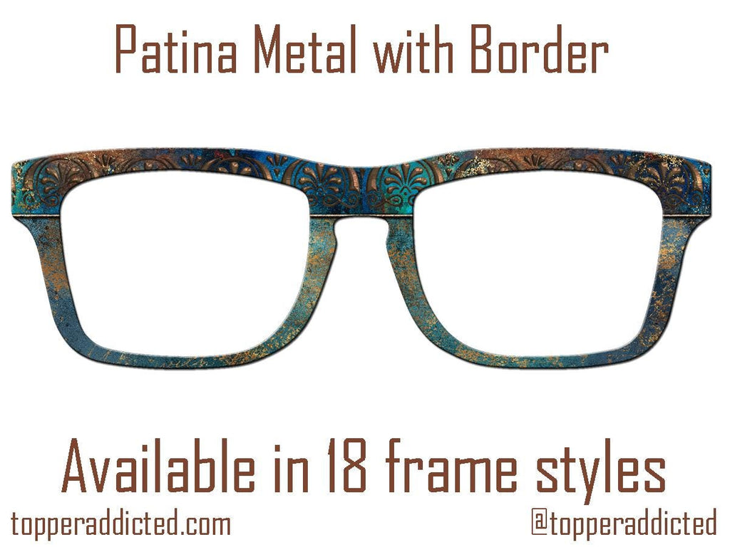 Distressed Copper Patina Print with Border for Pair Eyewear Compatible Magnetic Toppers - Metal Topper