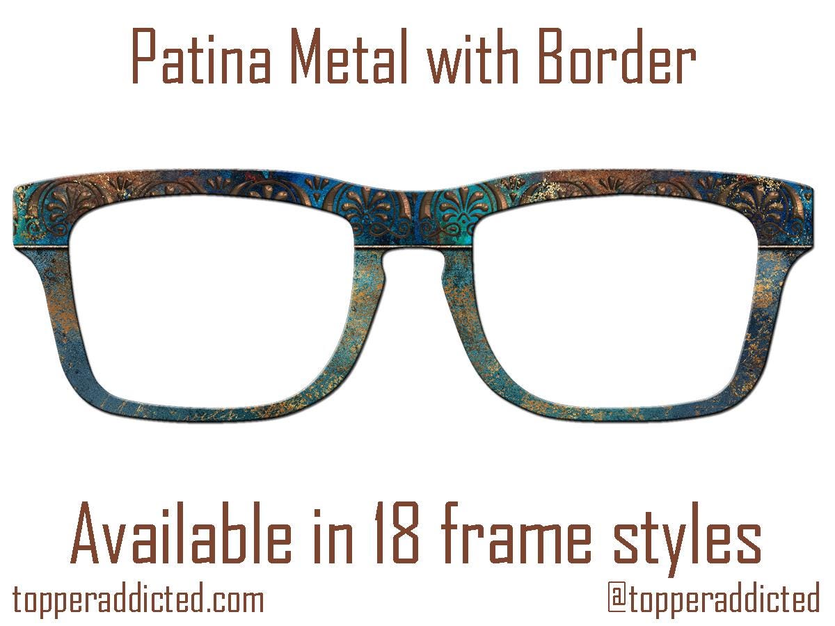 Distressed Copper Patina Print with Border for Pair Eyewear Compatible Magnetic Toppers - Metal Topper