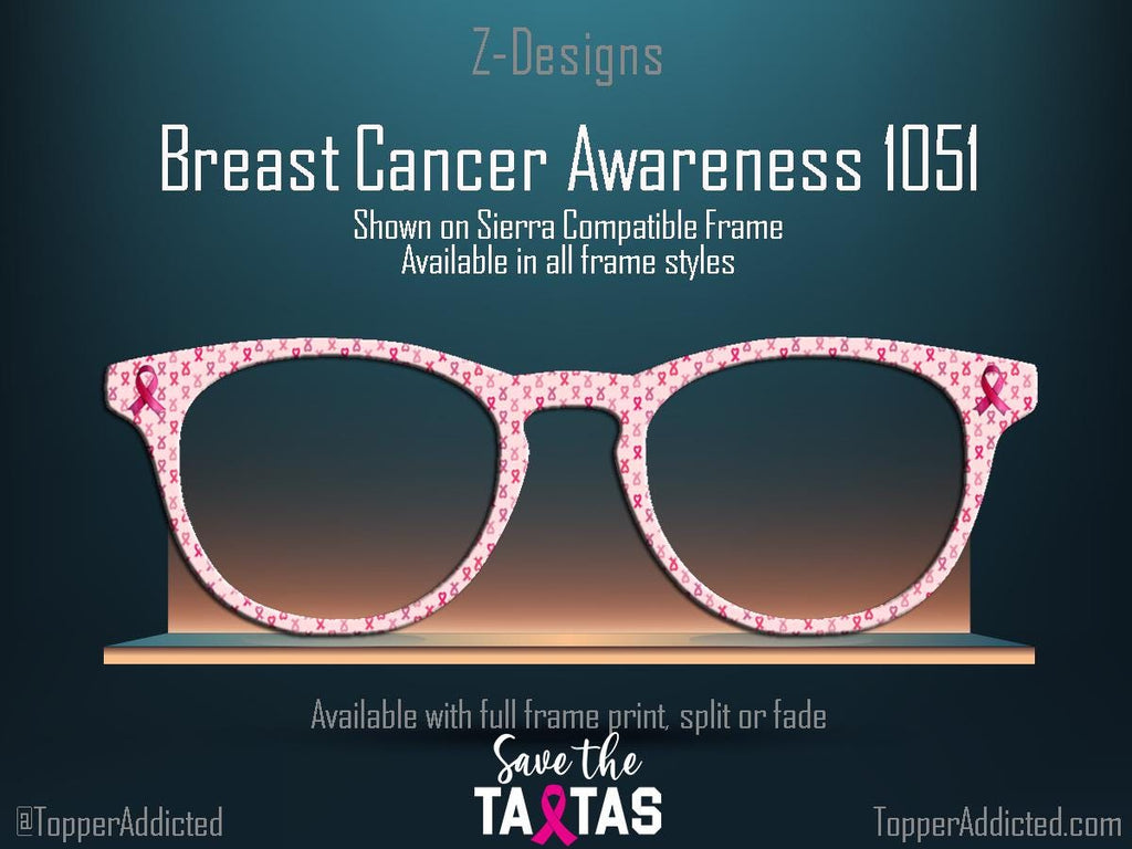 Pink Ribbon Breast Cancer Awareness - Pair Eyewear Compatible Magnetic Toppers - Metal Toppers with Super Fast Shipping from Texas.