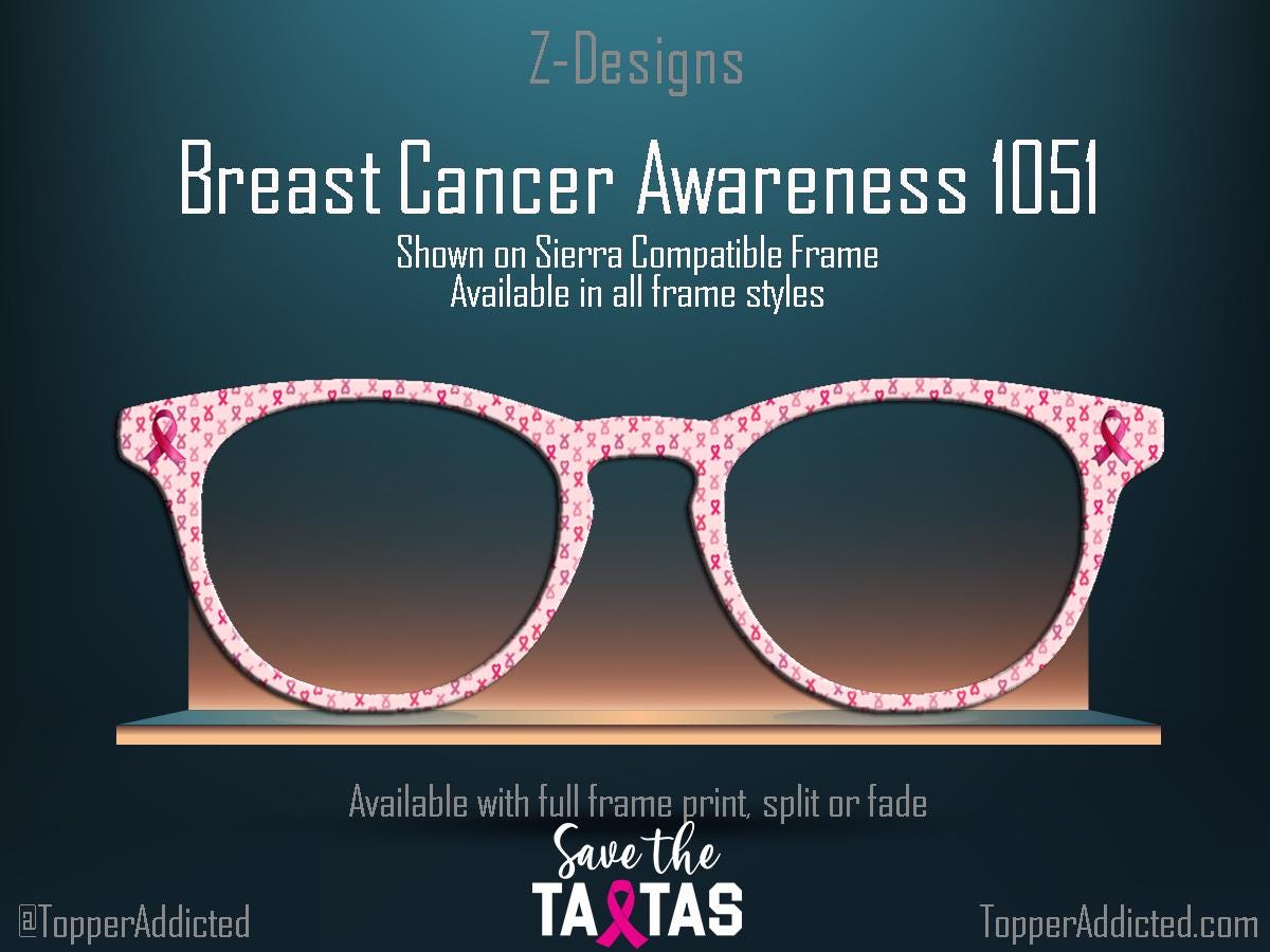 Pink Ribbon Breast Cancer Awareness - Pair Eyewear Compatible Magnetic Toppers - Metal Toppers with Super Fast Shipping from Texas.