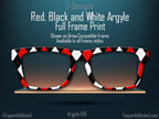 Black, Red and White Argyle - Pair Eyewear Compatible Metal Magnetic Toppers