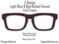 Blue and Red Dotted Masculine Fabric Print - Pair Eyewear Compatible Magnetic Toppers - Flannel look Toppers on Metal