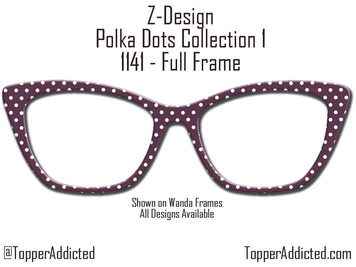 Plum with White Polka Dots and Multiple Design Options - Pair Eyewear Compatible Magnetic Toppers - All Top Frames on lightweight metal