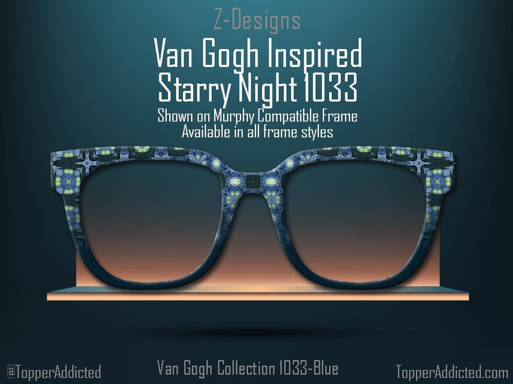 Geometric Starry Night – A Modern Tribute to a Masterpiece - Metal Magnetic Glasses Toppers Compatible with Pair Eyewear - All Styles