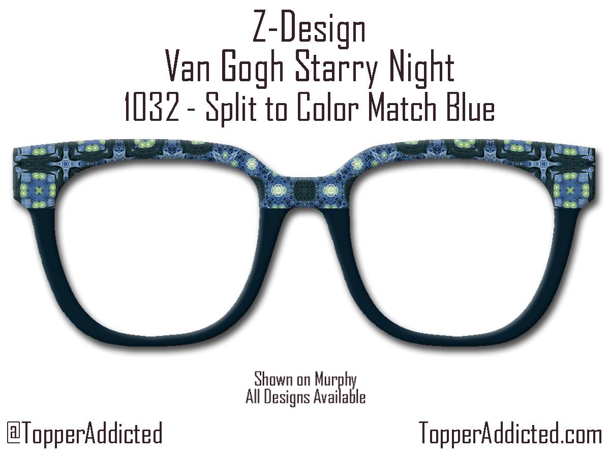Geometric Starry Night – A Modern Tribute to a Masterpiece - Metal Magnetic Glasses Toppers Compatible with Pair Eyewear - All Styles