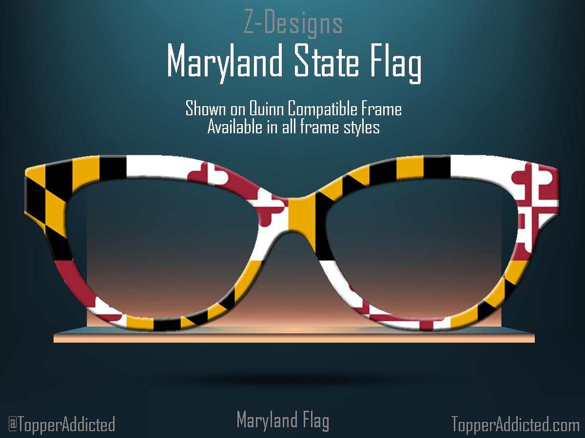 Maryland Flag Topper for Pair Eyewear Compatible Magnetic Glasses- All Top Frame Styles Available