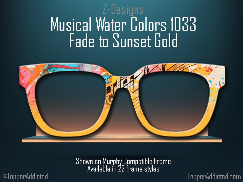 Sunset Gold Musical Watercolors Magnetic Frame for Pair Eyewear Compatible Magnetic Glasses- Sublimation on Metal. Fast shipping from the US