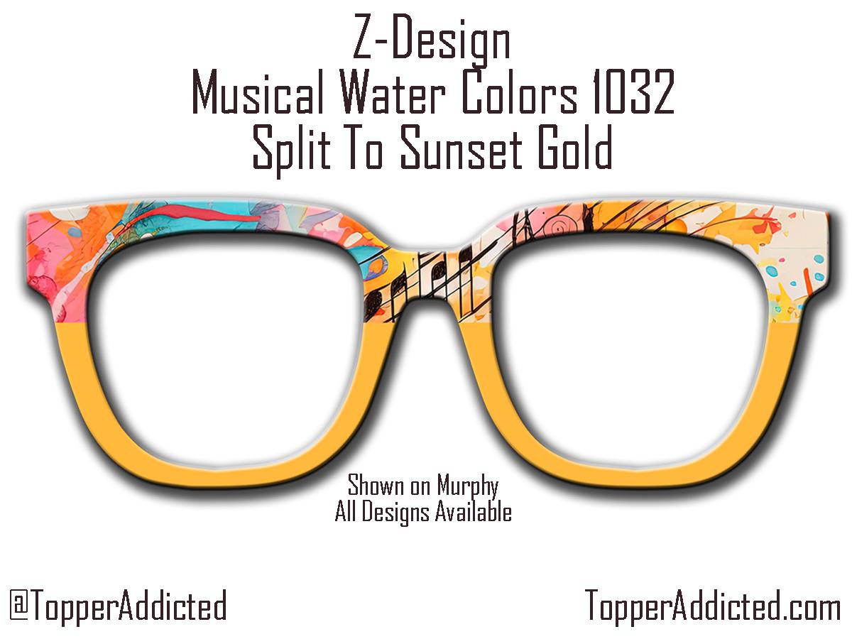 Sunset Gold Musical Watercolors Magnetic Frame for Pair Eyewear Compatible Magnetic Glasses- Sublimation on Metal. Fast shipping from the US