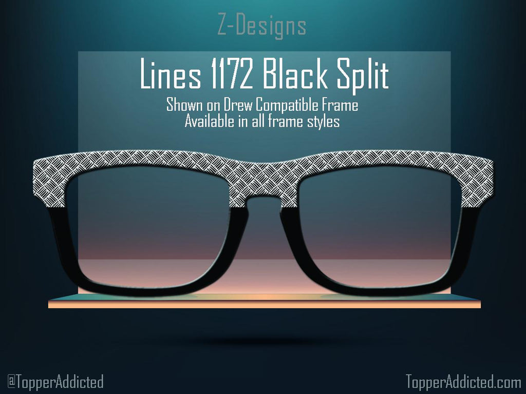 Line Design with Black Split for Pair Eyewear Compatible Magnetic Toppers - All 30+ Top Frame Styles in Metal