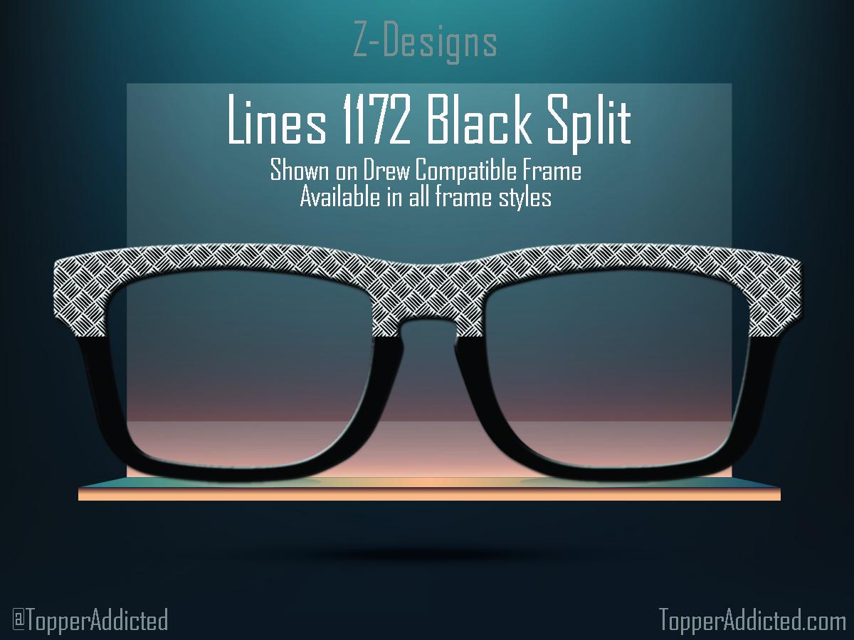 Line Design with Black Split for Pair Eyewear Compatible Magnetic Toppers - All 30+ Top Frame Styles in Metal