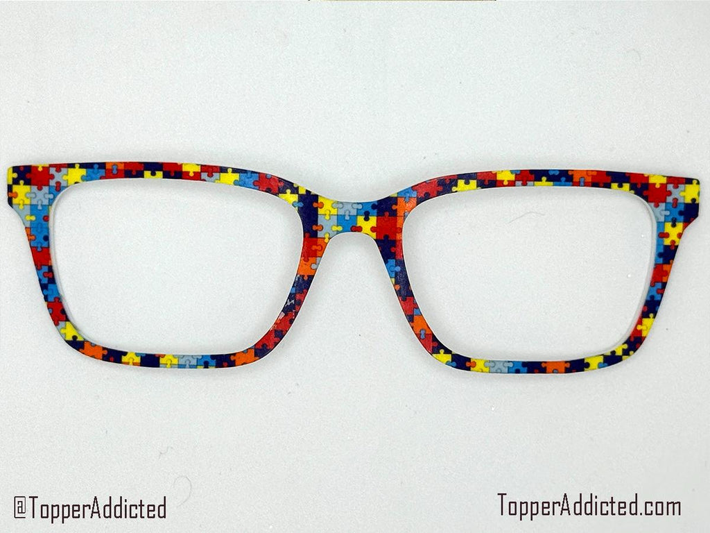 Autism Awareness Puzzle Pieces for Pair Eyewear Compatible Magnetic Toppers - All Metal - All Frame Styles Available