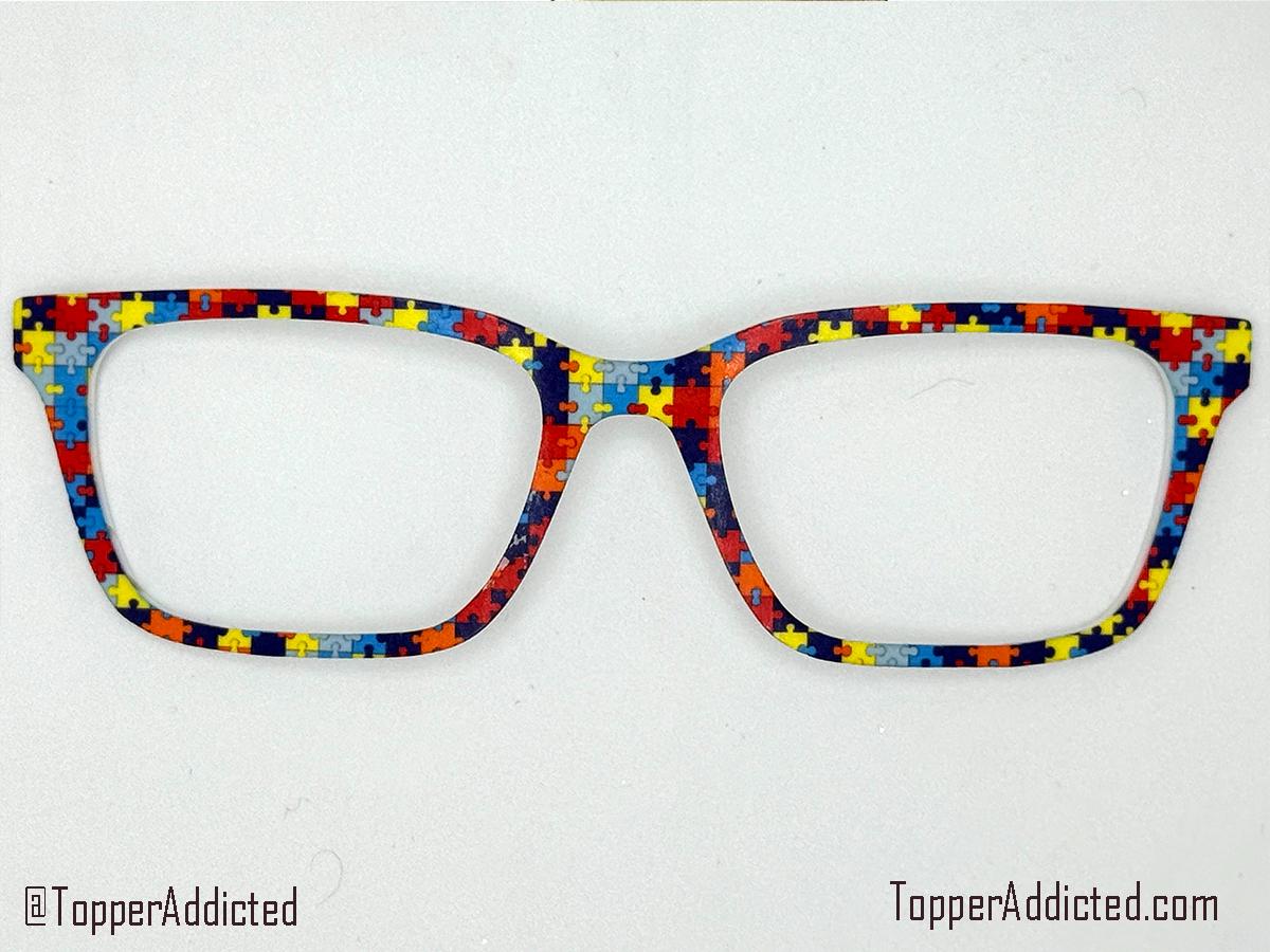 Autism Awareness Puzzle Pieces for Pair Eyewear Compatible Magnetic Toppers - All Metal - All Frame Styles Available