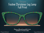 Festive Christmas Leg Lamp Metal Magnetic Toppers compatible with Pair Eyewear with a green background and fade or split to green