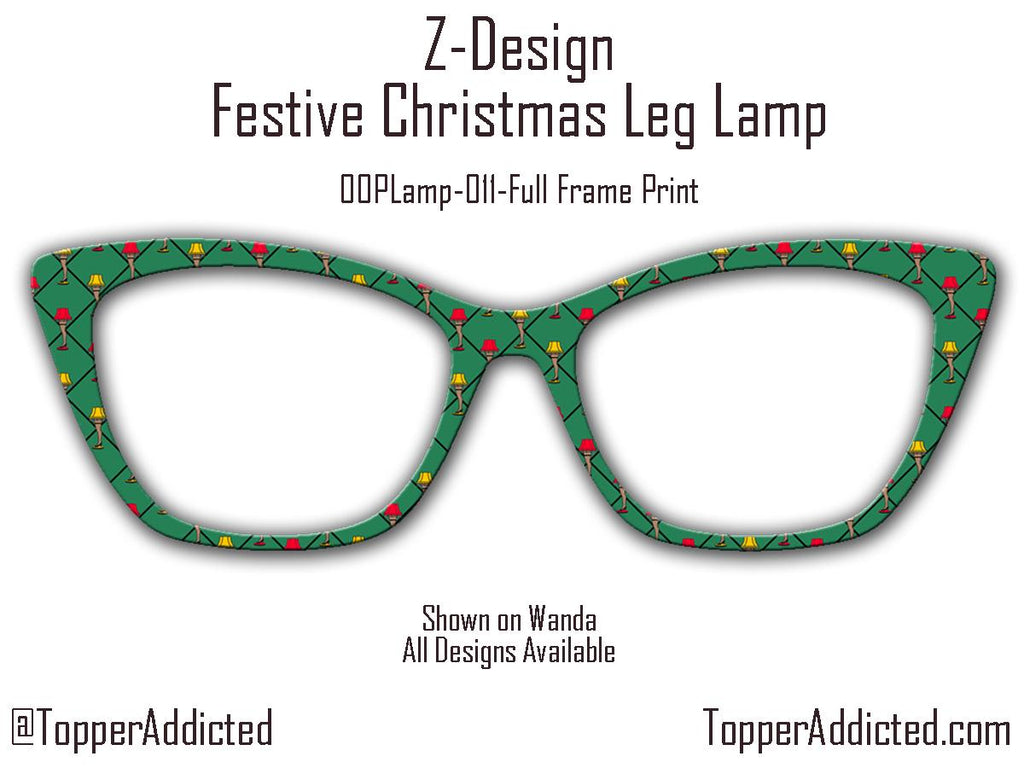 Festive Christmas Leg Lamp Metal Magnetic Toppers compatible with Pair Eyewear with a green background and fade or split to green
