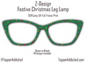 Festive Christmas Leg Lamp Metal Magnetic Toppers compatible with Pair Eyewear with a green background and fade or split to green