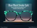 Blue and Grey Smoke Split Design for Pair Eyewear Compatible Magnetic Metal Toppers