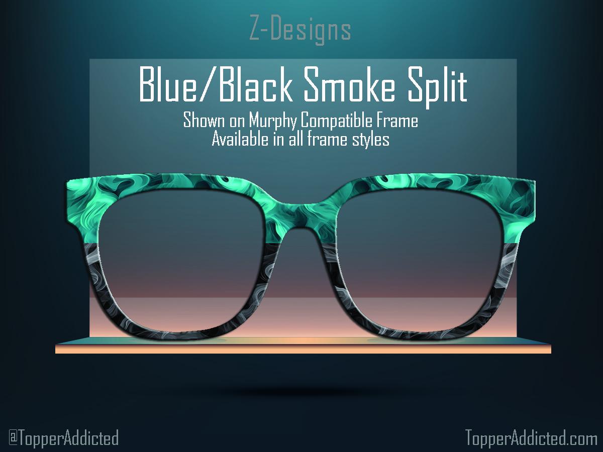 Blue and Grey Smoke Split Design for Pair Eyewear Compatible Magnetic Metal Toppers