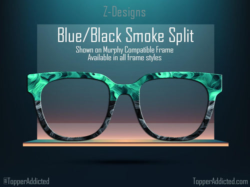 Blue and Grey Smoke Split Design for Pair Eyewear Compatible Magnetic Metal Toppers
