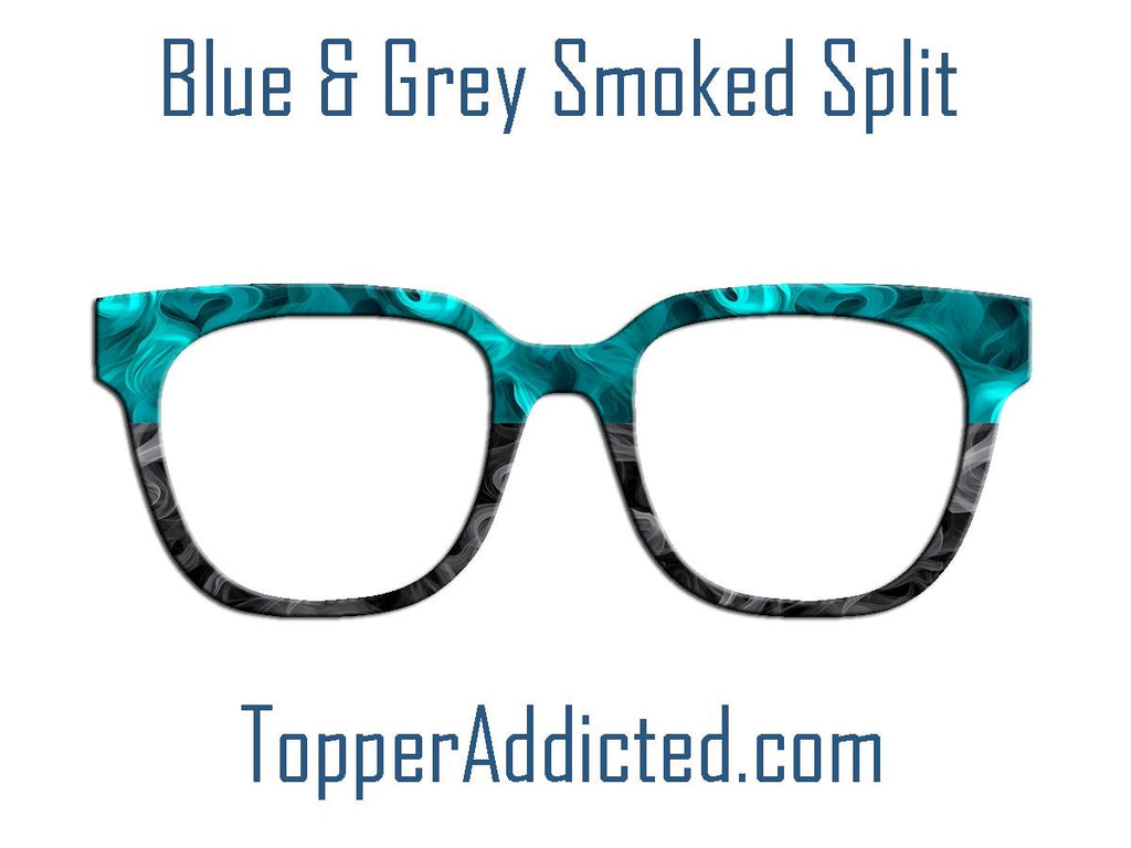 Blue and Grey Smoke Split Design for Pair Eyewear Compatible Magnetic Metal Toppers