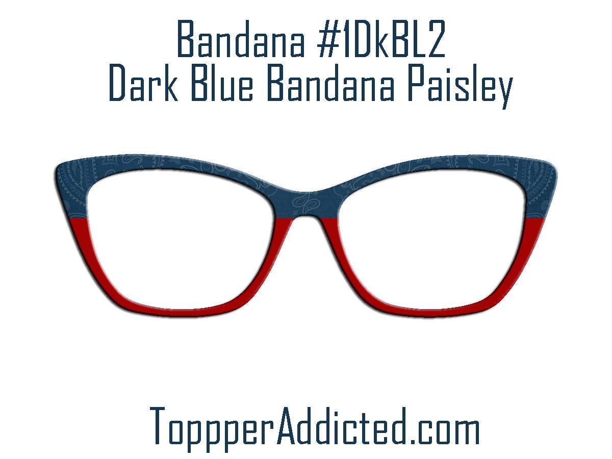 Blue Bandana Print with Dark Red Accents Pair Eyewear Compatible Magnetic Topper - Country Look on metal topper with Paisley accents