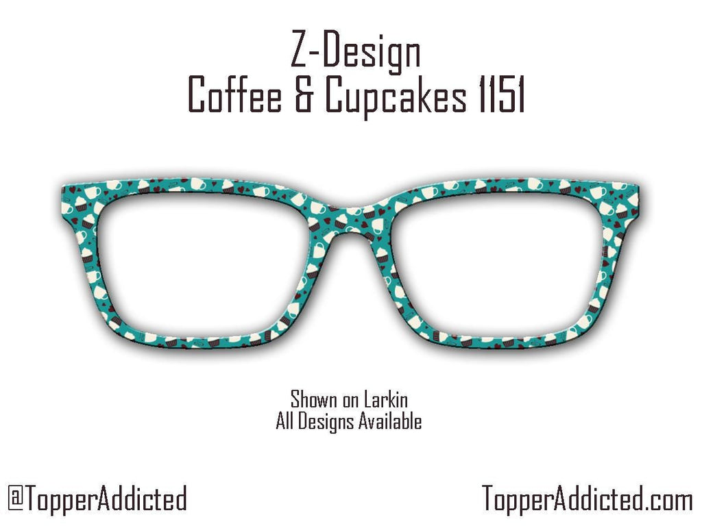 Cupcakes and Coffee Prints for Pair Eyewear Compatible Magnetic Toppers - All Styles - Metal Toppers - Fast Shipping.