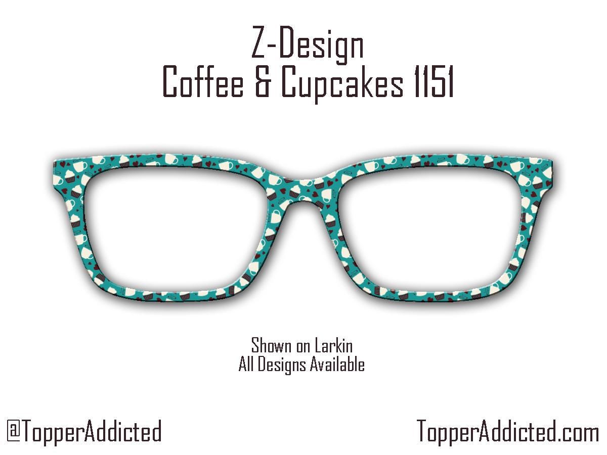 Cupcakes and Coffee Prints for Pair Eyewear Compatible Magnetic Toppers - All Styles - Metal Toppers - Fast Shipping.