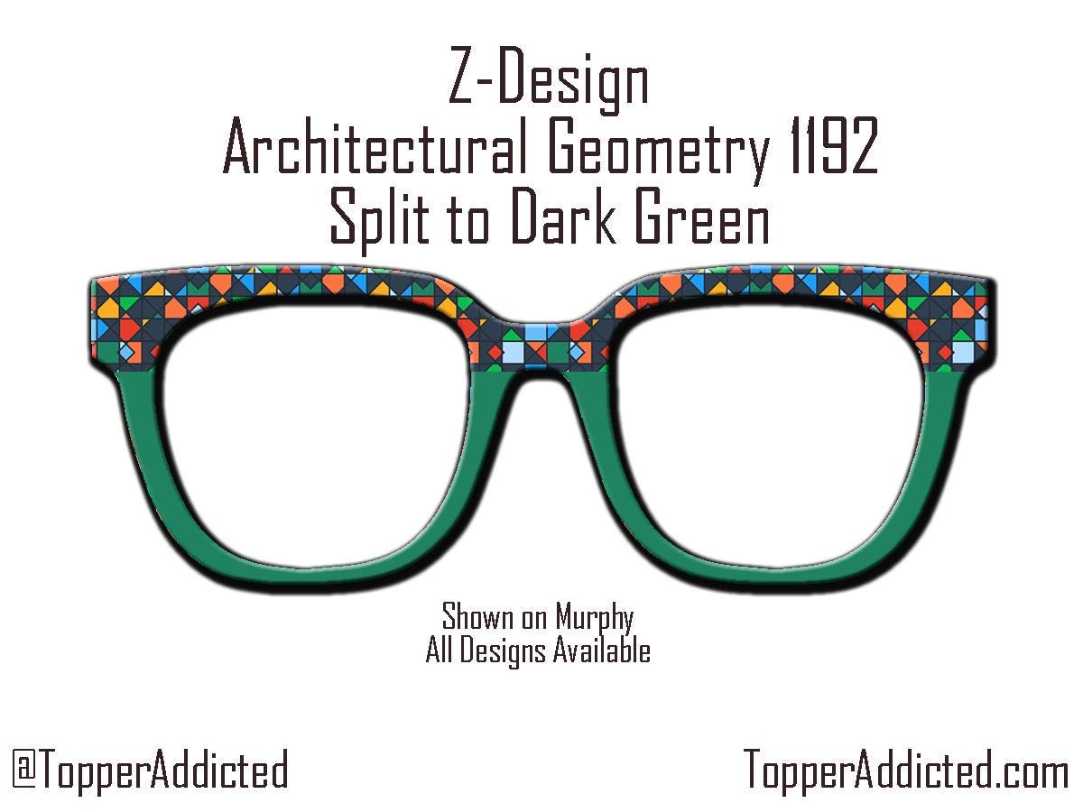Pair Compatible Magnetic Topper Architectural Geometry Designs and a split frame to Dark Green on Murphy Frames - all frames are available.