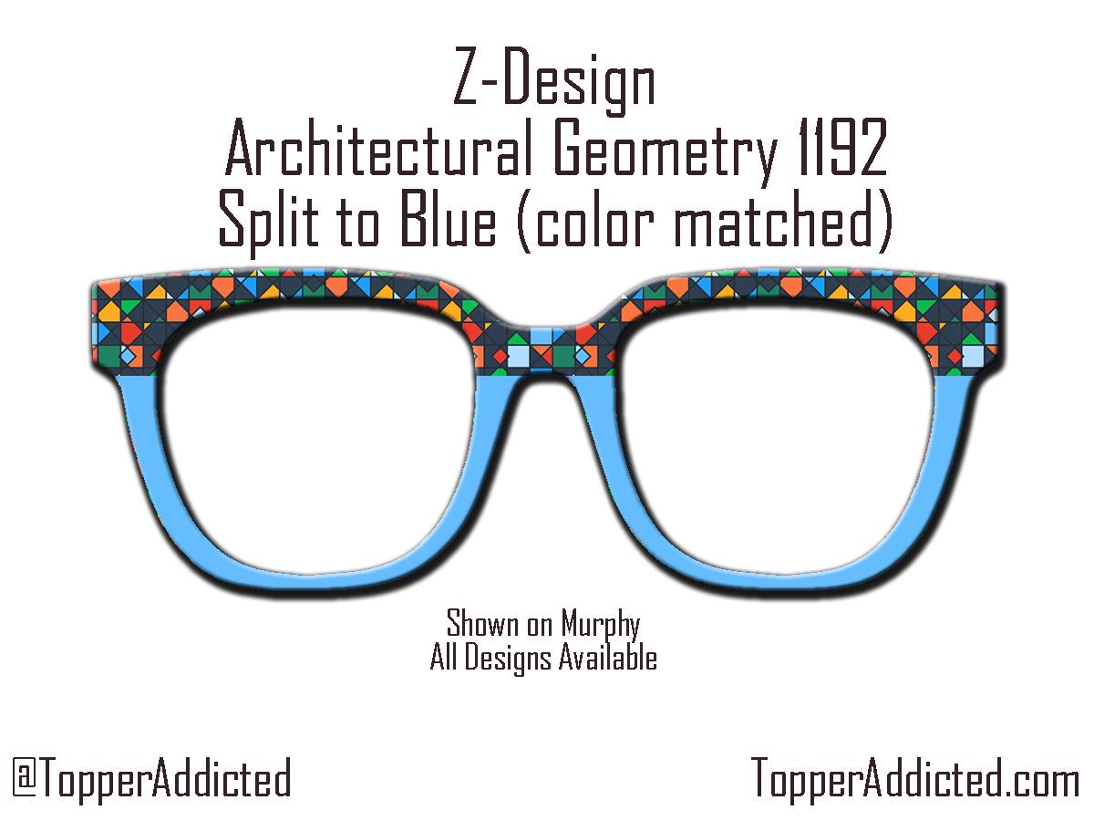 Pair Compatible Magnetic Topper Architectural Geometry Designs and a split frame to blue on Murphy Frames - all frames are available.