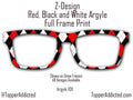Black, Red and White Argyle - Pair Eyewear Compatible Metal Magnetic Toppers
