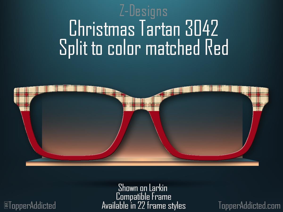 Christmas Classic Tartan/Plaid Magnetic Toppers for men or women. 3 variations - all Pair eyewear styles. Metal topper with fast shipping