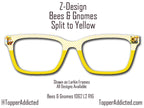Bees & Gnomes Honey Yellow with Split for Pair Eyewear Compatible Magnetic Metal Toppers - All Frames Styles Available