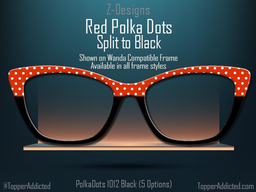 Red Polka Dot Glasses Metal Topper for Pair Eyewear