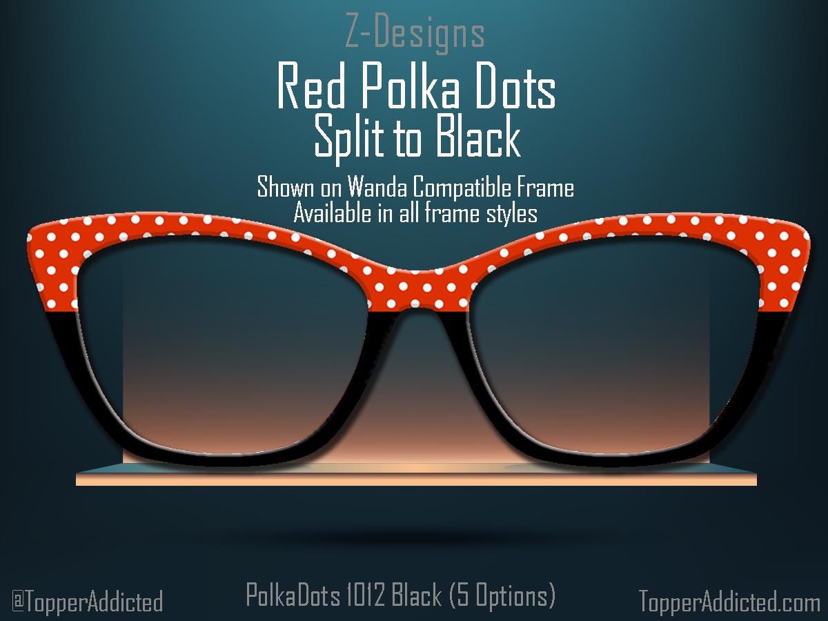 Red Polka Dot Glasses Metal Topper for Pair Eyewear