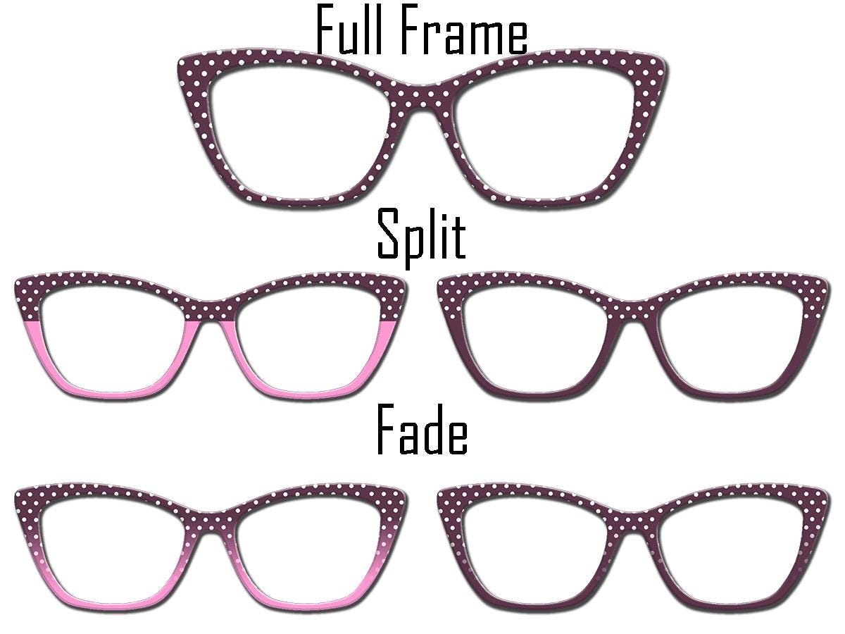 Plum with White Polka Dots and Multiple Design Options - Pair Eyewear Compatible Magnetic Toppers - All Top Frames on lightweight metal