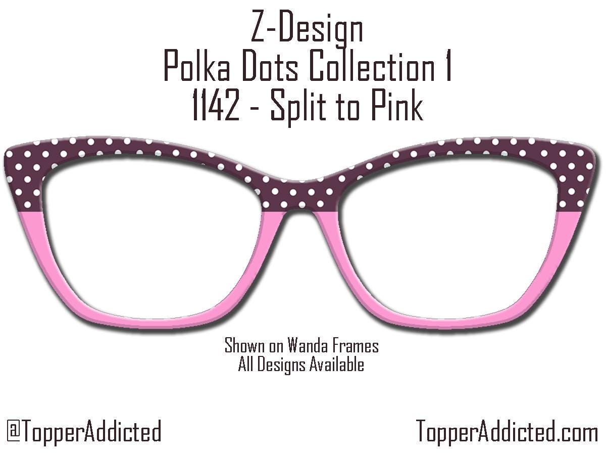 Plum with White Polka Dots and Multiple Design Options - Pair Eyewear Compatible Magnetic Toppers - All Top Frames on lightweight metal