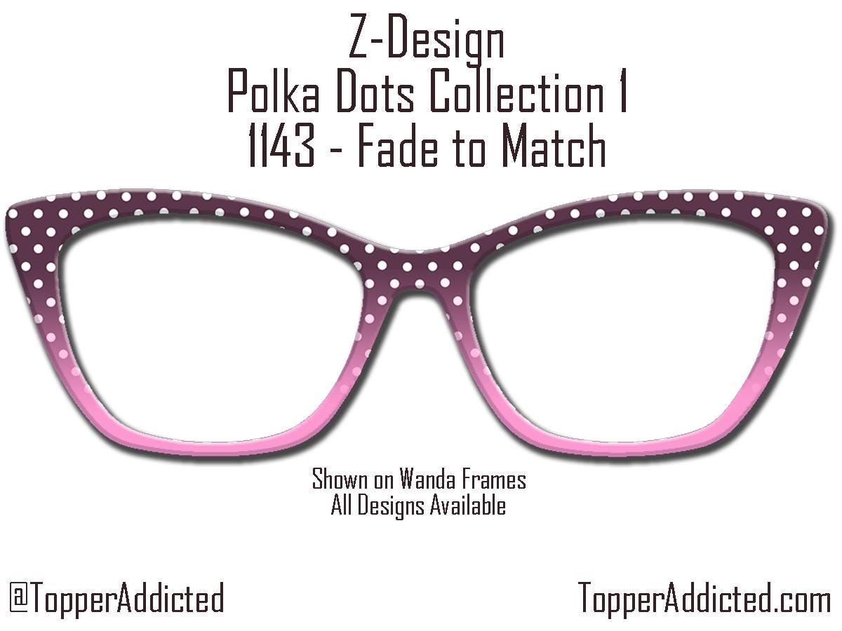 Plum with White Polka Dots and Multiple Design Options - Pair Eyewear Compatible Magnetic Toppers - All Top Frames on lightweight metal