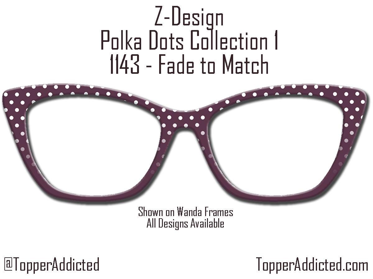 Plum with White Polka Dots and Multiple Design Options - Pair Eyewear Compatible Magnetic Toppers - All Top Frames on lightweight metal